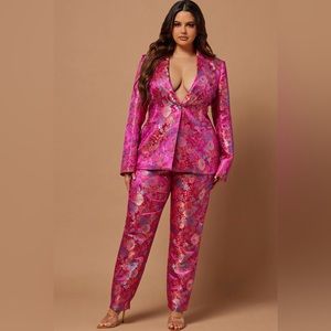 New, with tags Pink Embroidered Pant Suit